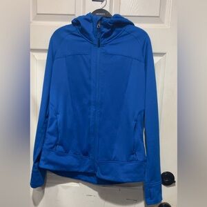 Eddie Bauer First Ascent knit full-zip hoodie in blue w thumb holes Size M